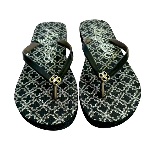 Brighton Shoes - Brighton Flip Flops Thong Sandals Black & White Summer Shoes EUC Womens 8